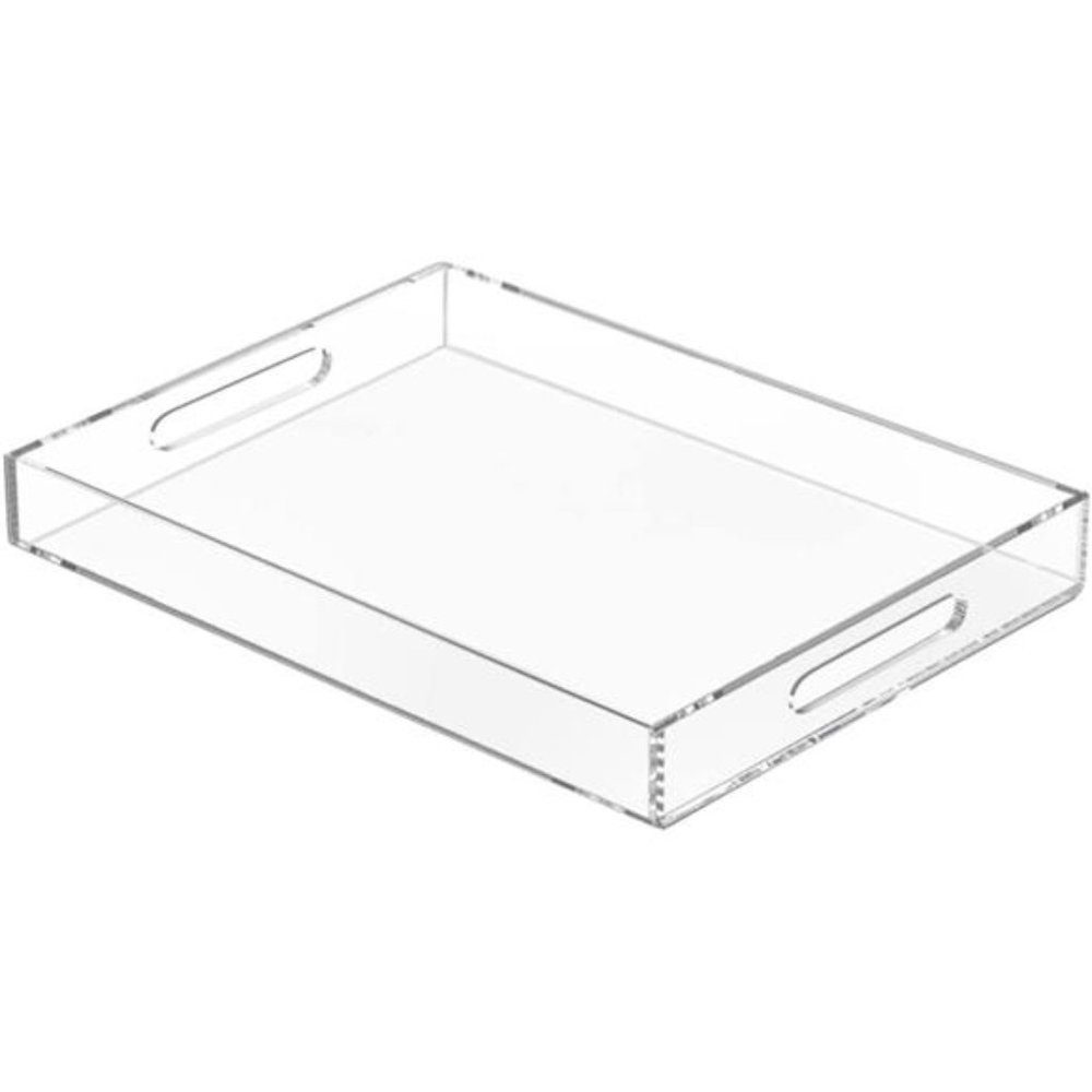 Clear Serving Tray 12x16 Inches -Spill Proof- Acrylic Tray with Handles